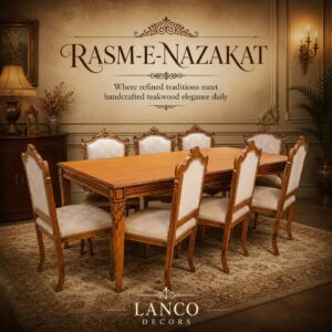 Rasm-e-Nazakat – Handcrafted Teakwood Dining Ensemble (6 Seater)