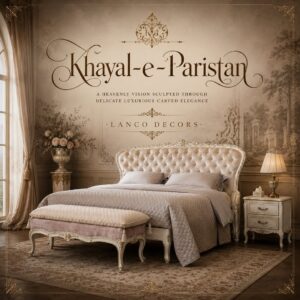 Khayal-e-Paristan – Royal Upholstered Teakwood Bed