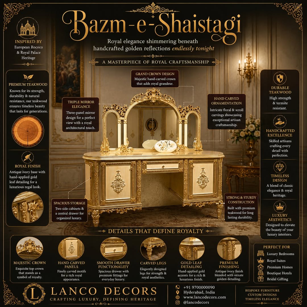 Bazm-e-Shaistagi – Imperial Gold Dressing Console - Image 7