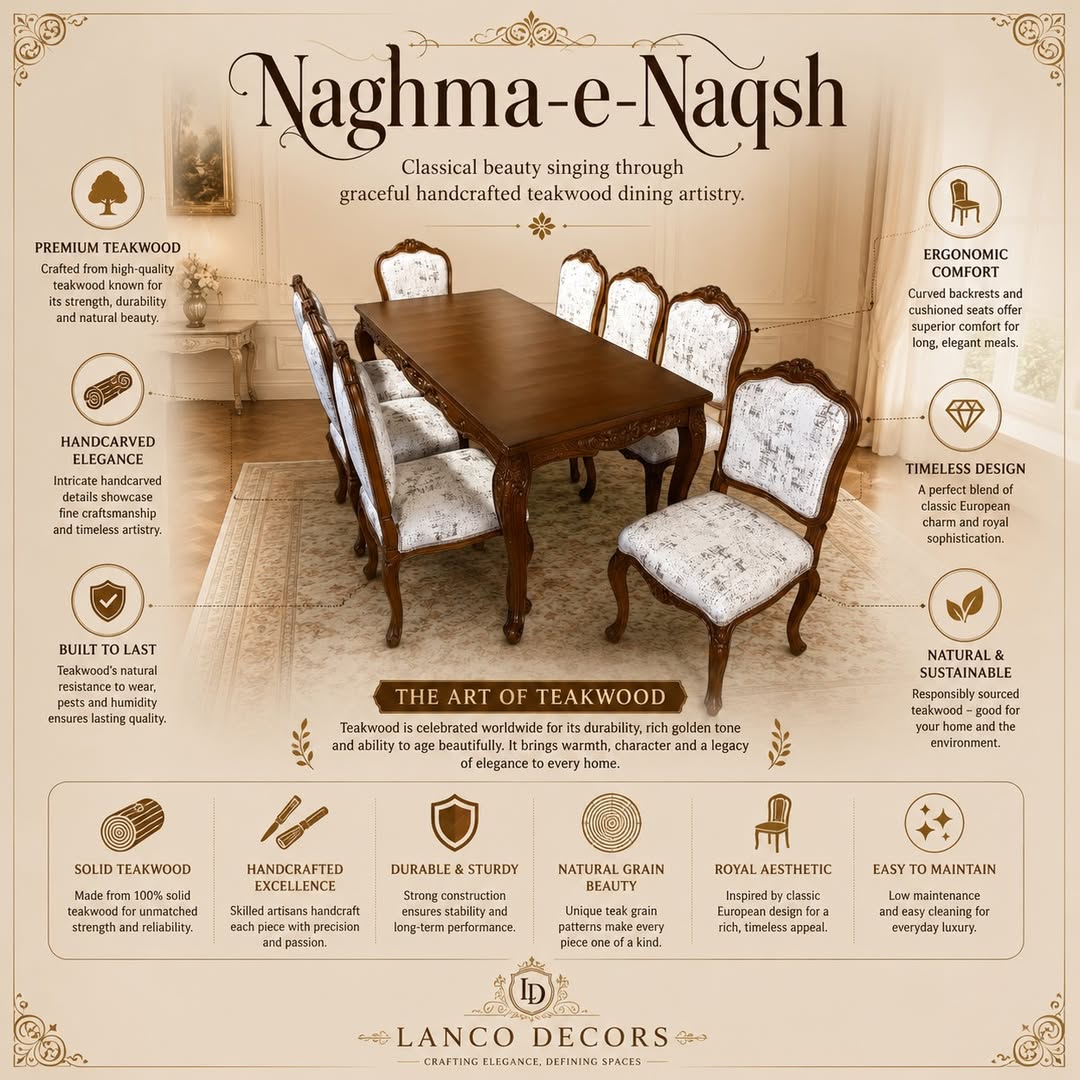 Naghma-e-Naqsh – Heritage Teakwood Dining Collection - Image 8