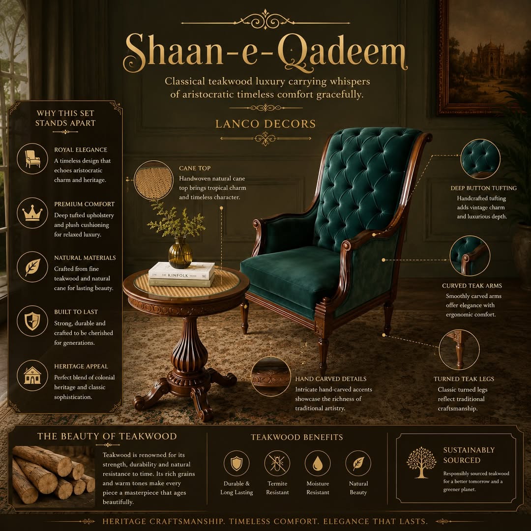 Shaan-e-Qadeem Royal Lounge Chair Set - Image 2
