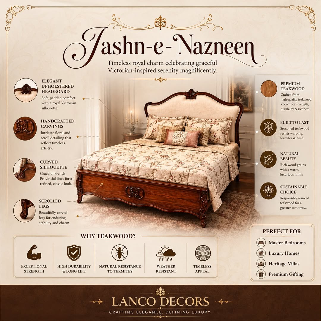 Jashn-e-Nazneen Royal Teakwood Bed - Image 2