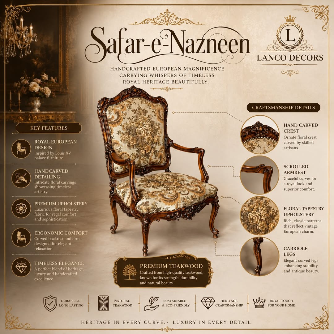 Safar-e-Nāzneen Royal Heritage Accent Chair - Image 2