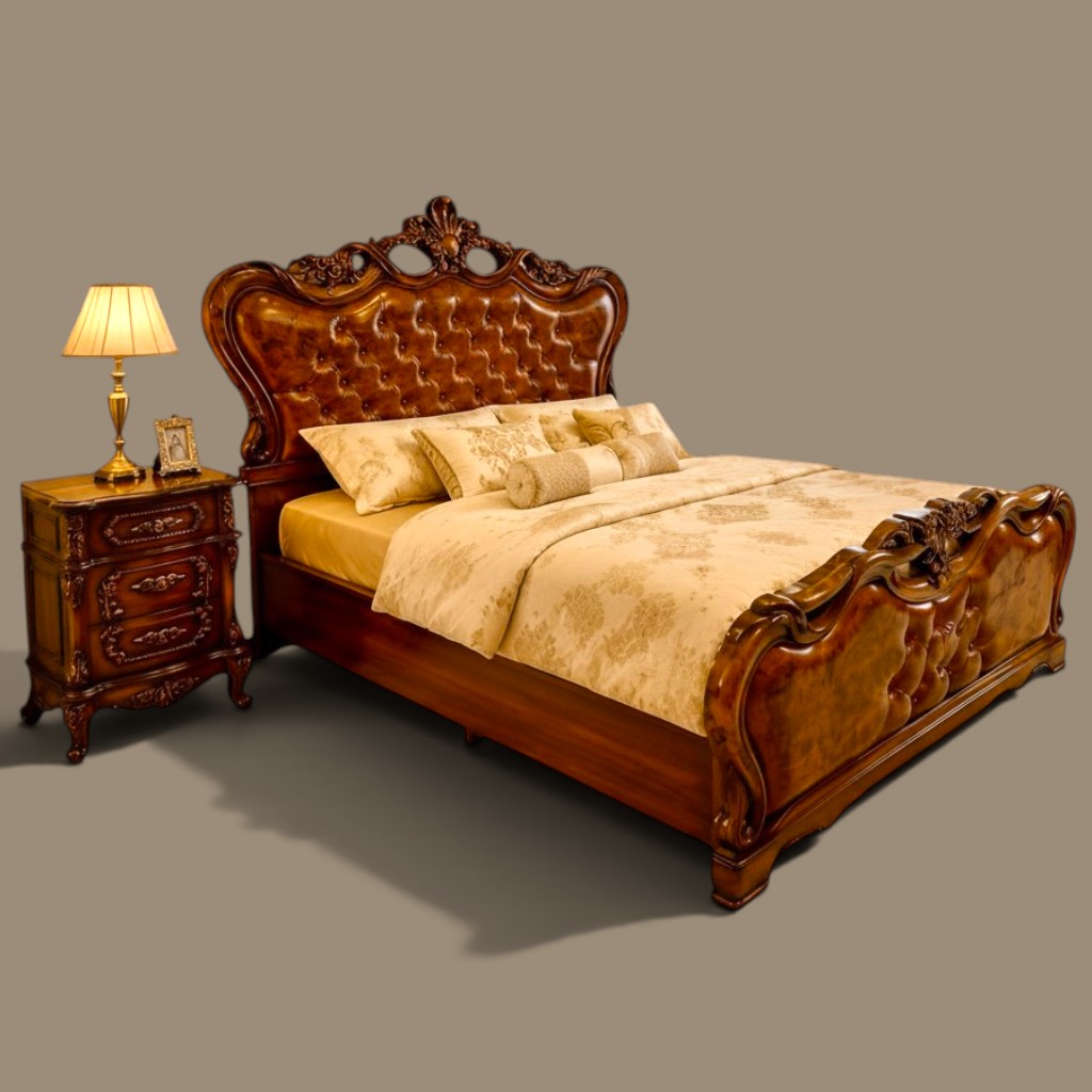 Gulzar-e-Ihtiraam Royal Tufted Teakwood Bed - Image 9