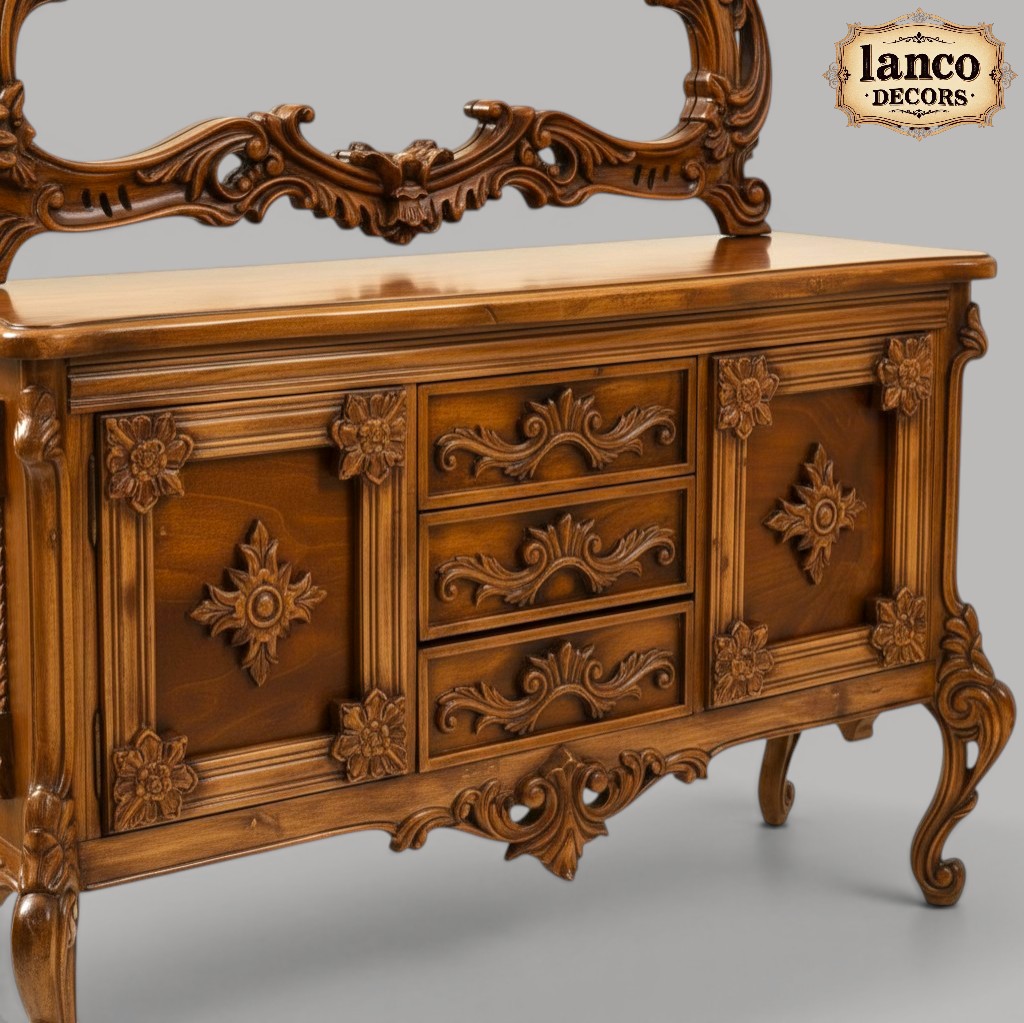 Aaina-e-Asafiya – Royal Teakwood Dressing Table with Ornate Mirror - Image 4