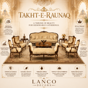 Takht-e-Raunaq – Royal Heritage Teakwood Sofa Set