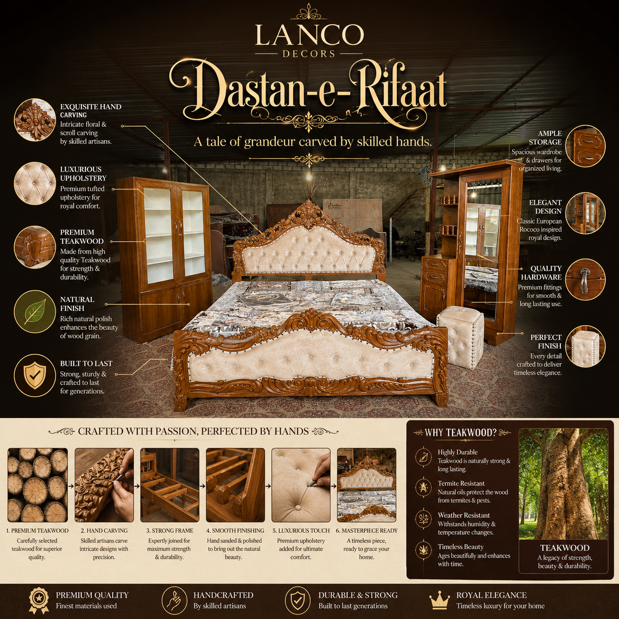 Dastan-e-Rifaat Royal Bedroom Collection - Image 2