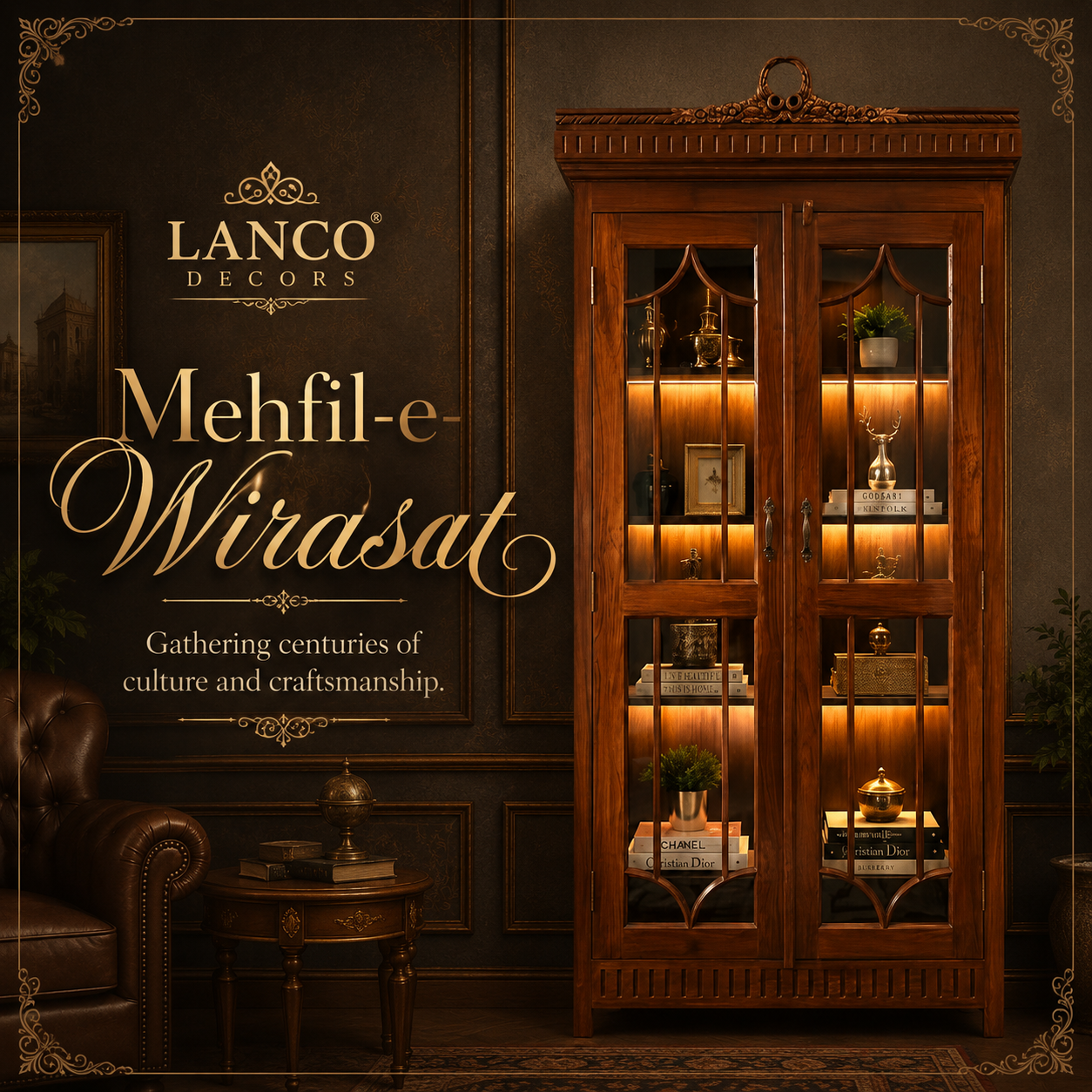 Mehfil-e-Wirasat™ Luxury Teakwood Display Cabinet