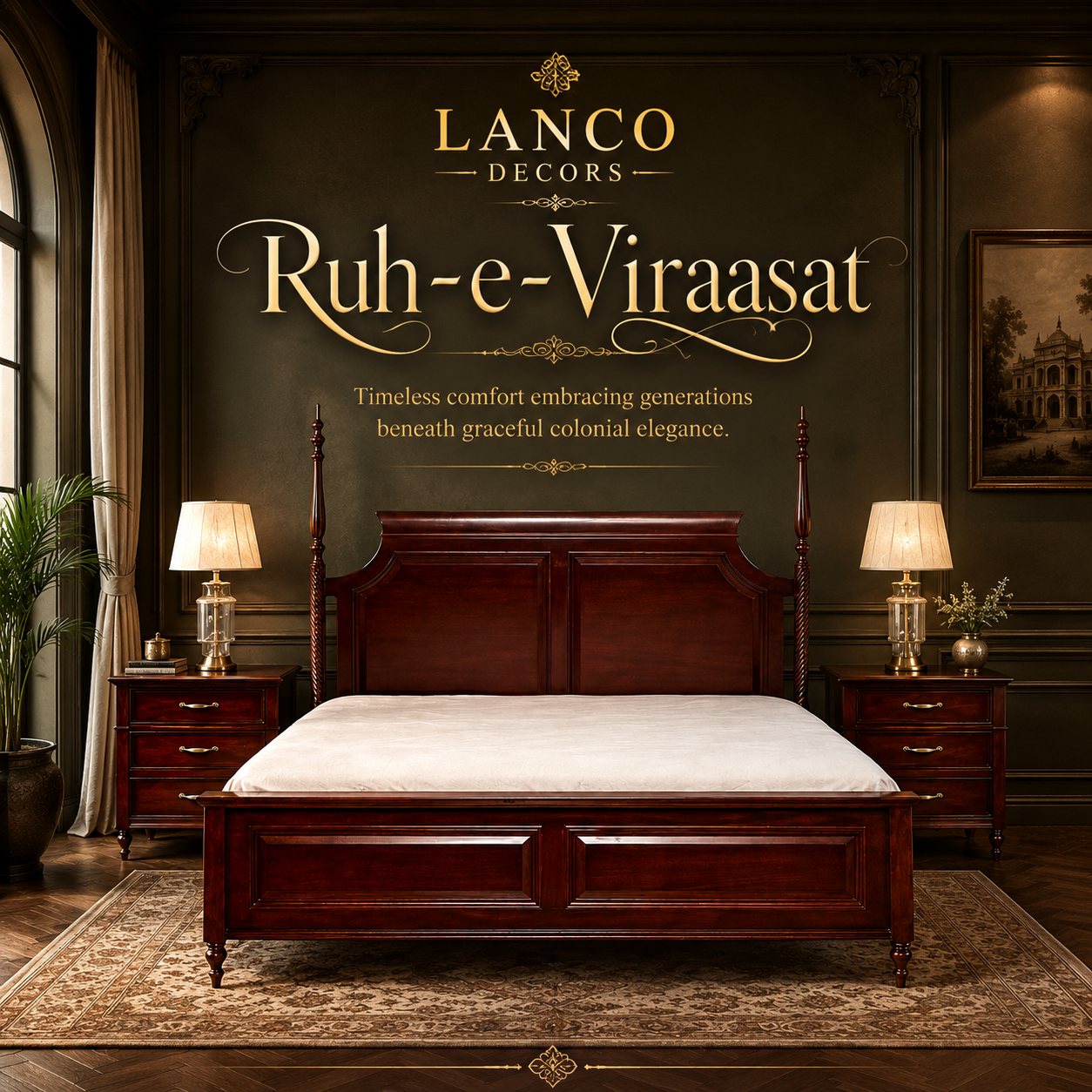 Ruh-e-Viraasat Colonial Heritage Teakwood Bed