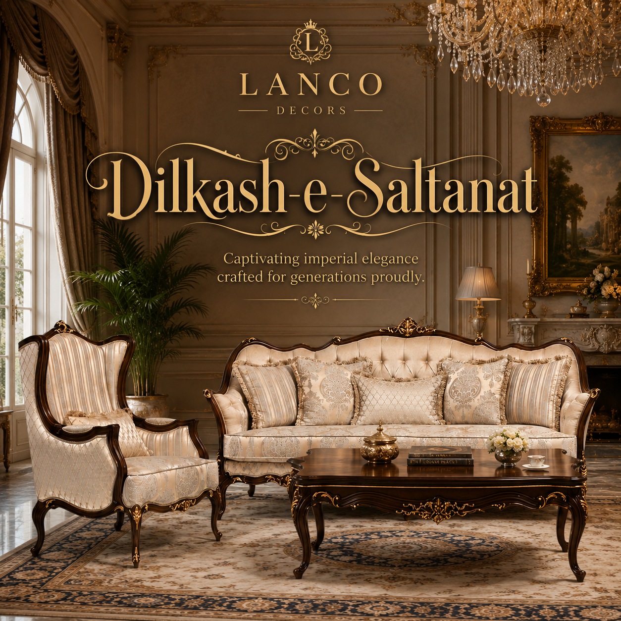Dilkash-e-Saltanat Royal Teakwood Sofa Set