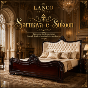 Sarmaya-e-Sukoon Royal Teakwood Upholstered Bed
