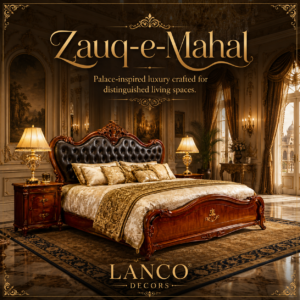 Zauq-e-Mahal Royal Tufted Teakwood Bed Set