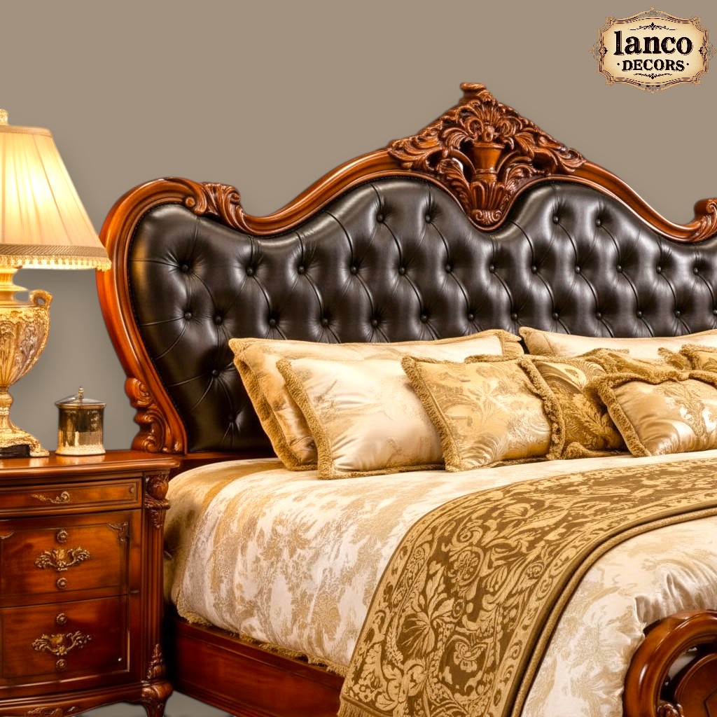 Zauq-e-Mahal Royal Tufted Teakwood Bed Set - Image 3