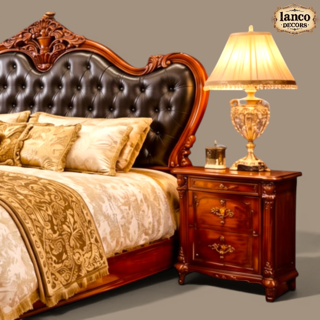 Zauq-e-Mahal Royal Tufted Teakwood Bed Set - Image 4