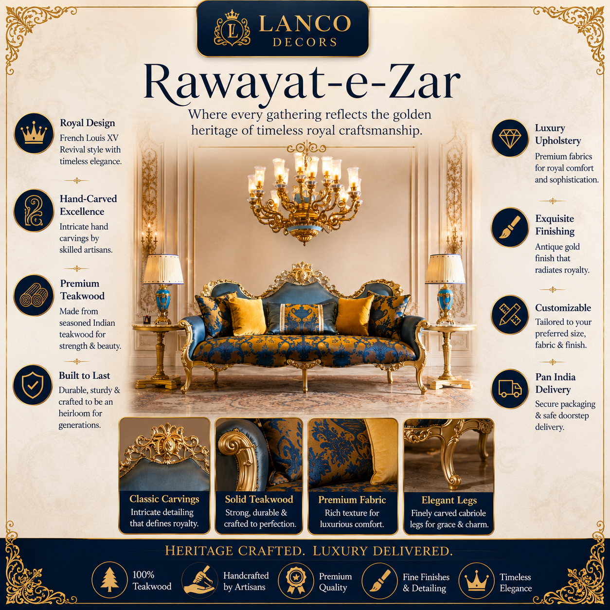 Rawayat-e-Zar™ Royal Luxury Sofa - Image 2