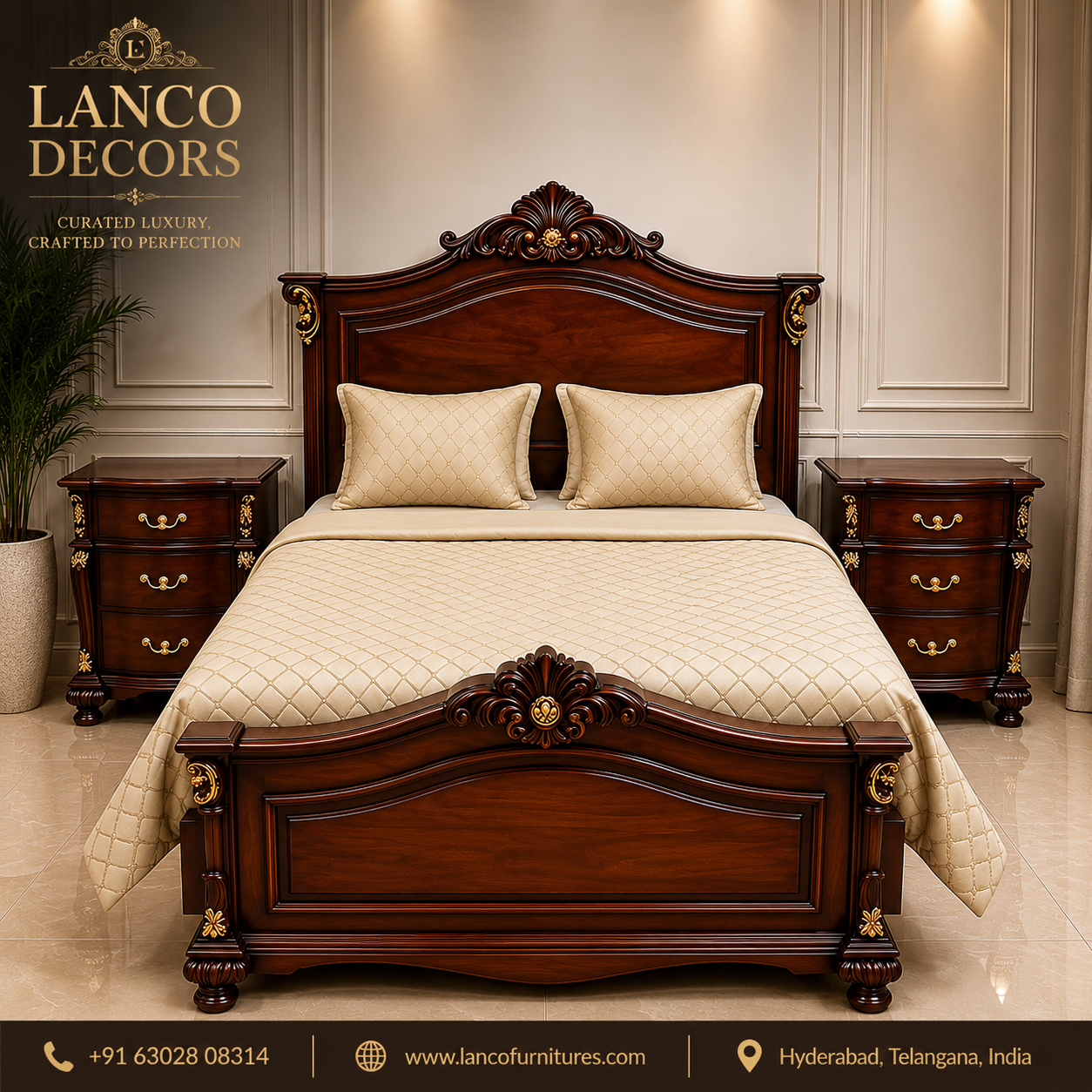 Virasat Royale™ Luxury Solid Indian Teakwood Classical Bedroom Collection