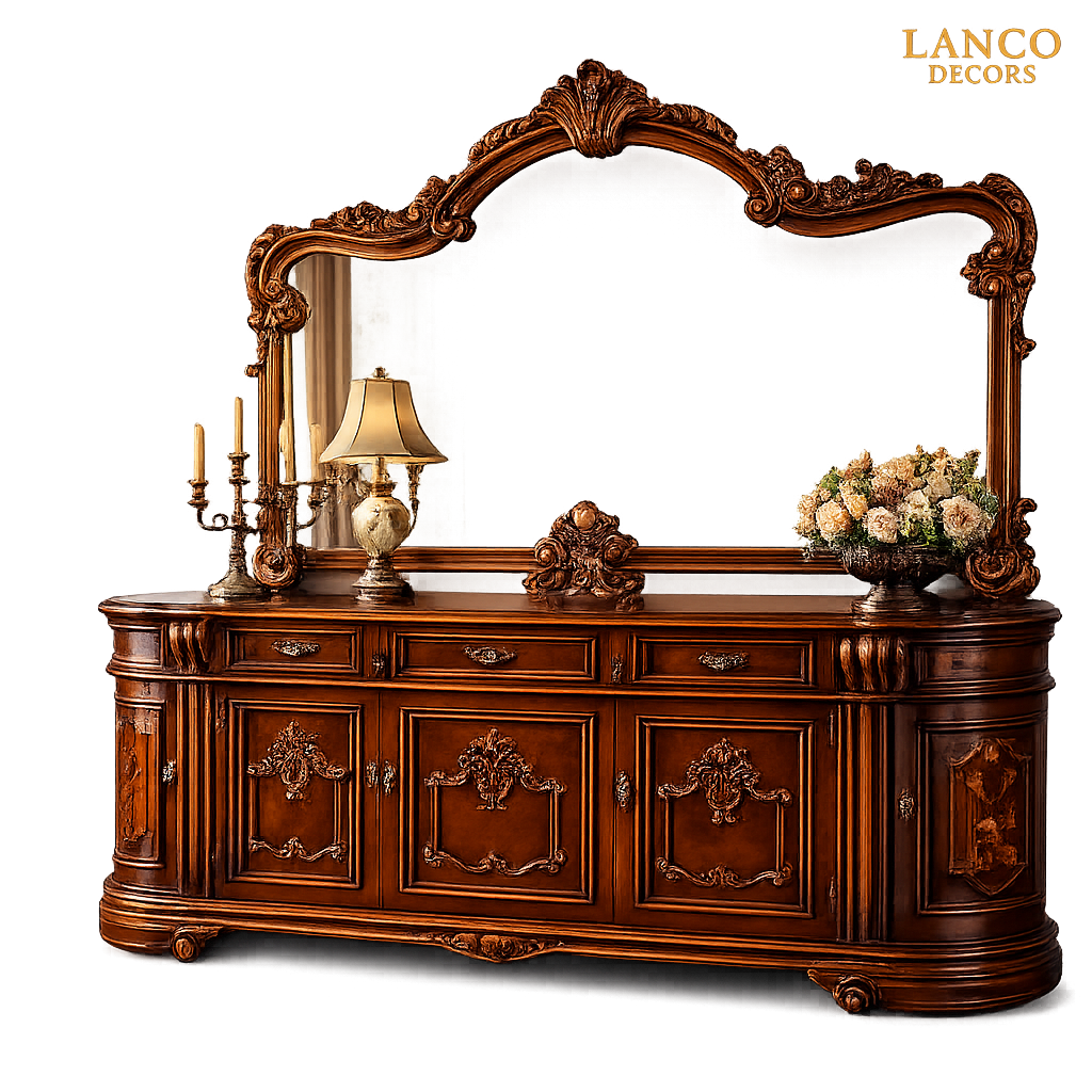 Élégance Royale™ French Rococo Buffet Sideboard & Mirror