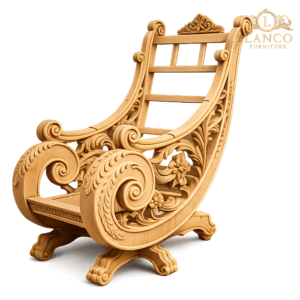 Rococo Héritage™ Hand-Carved Teakwood Rocking Chair Frame