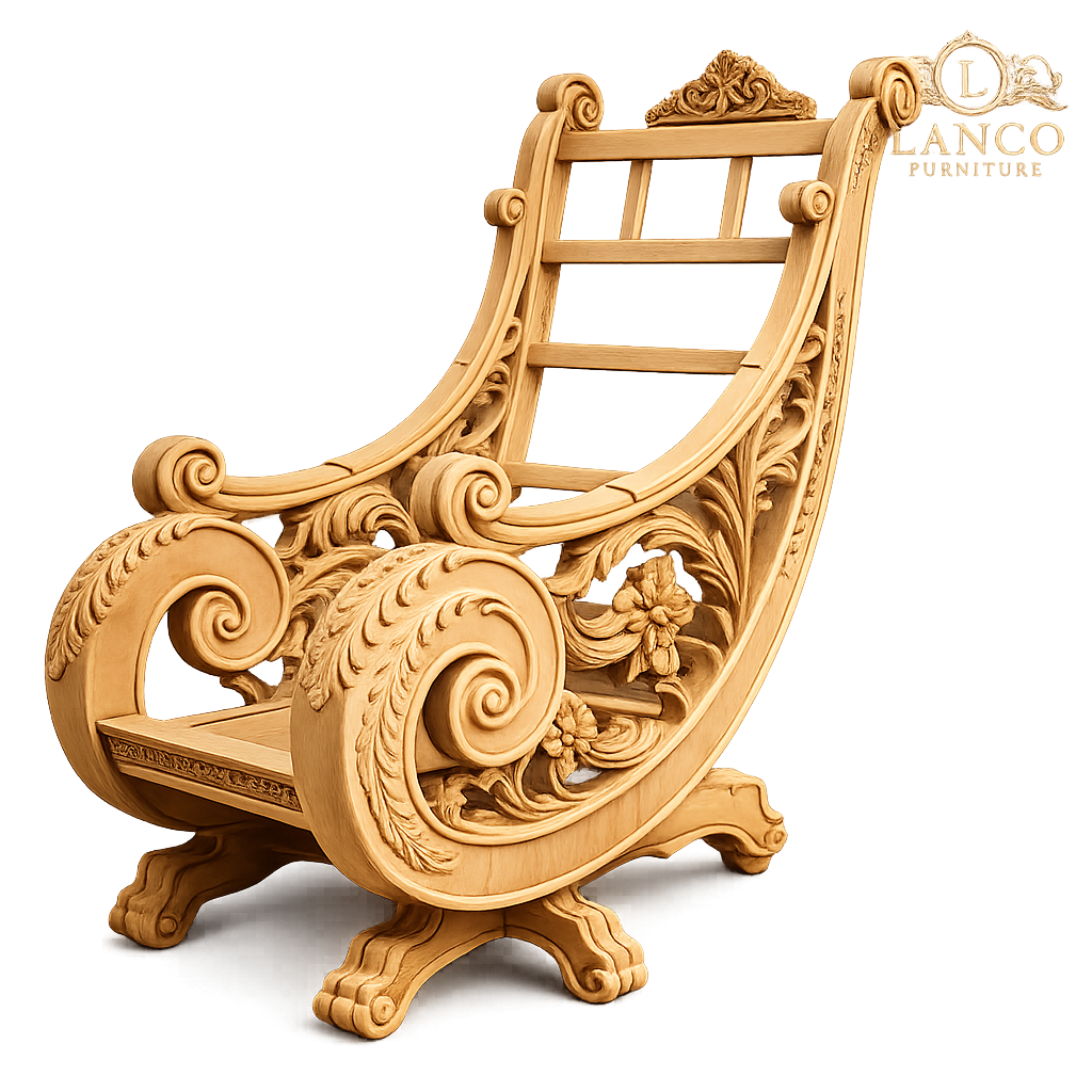 Rococo Héritage™ Hand-Carved Teakwood Rocking Chair Frame