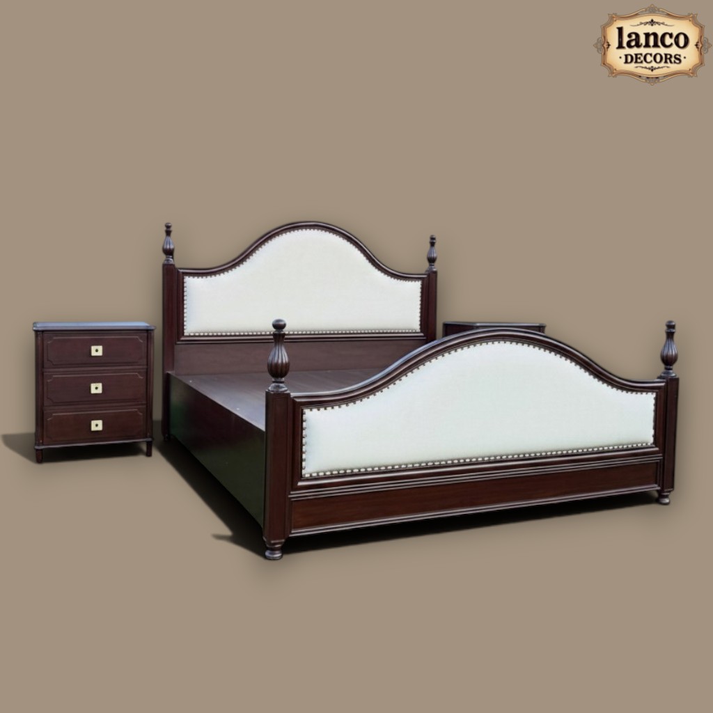 Shaan-e-Manzil – Classic Teakwood Upholstered Bed - Image 3