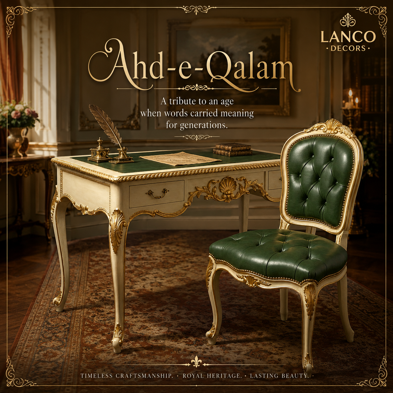 Ahd-e-Qalam – Royal Handcrafted Writing Desk & Chair