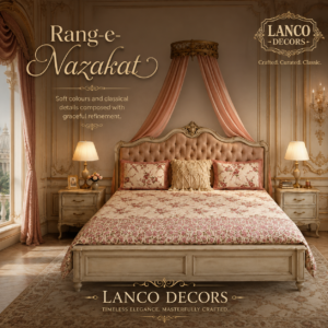 Rang-e-Nazakat – Classic Upholstered Teakwood Bed