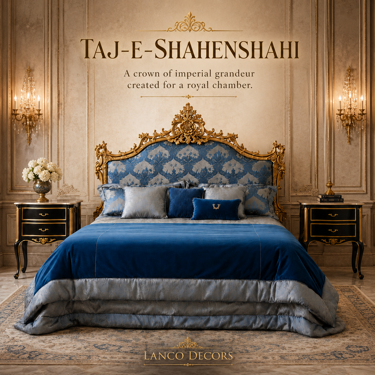 Taj-e-Shahenshahi – Imperial Handcrafted Teakwood Bed