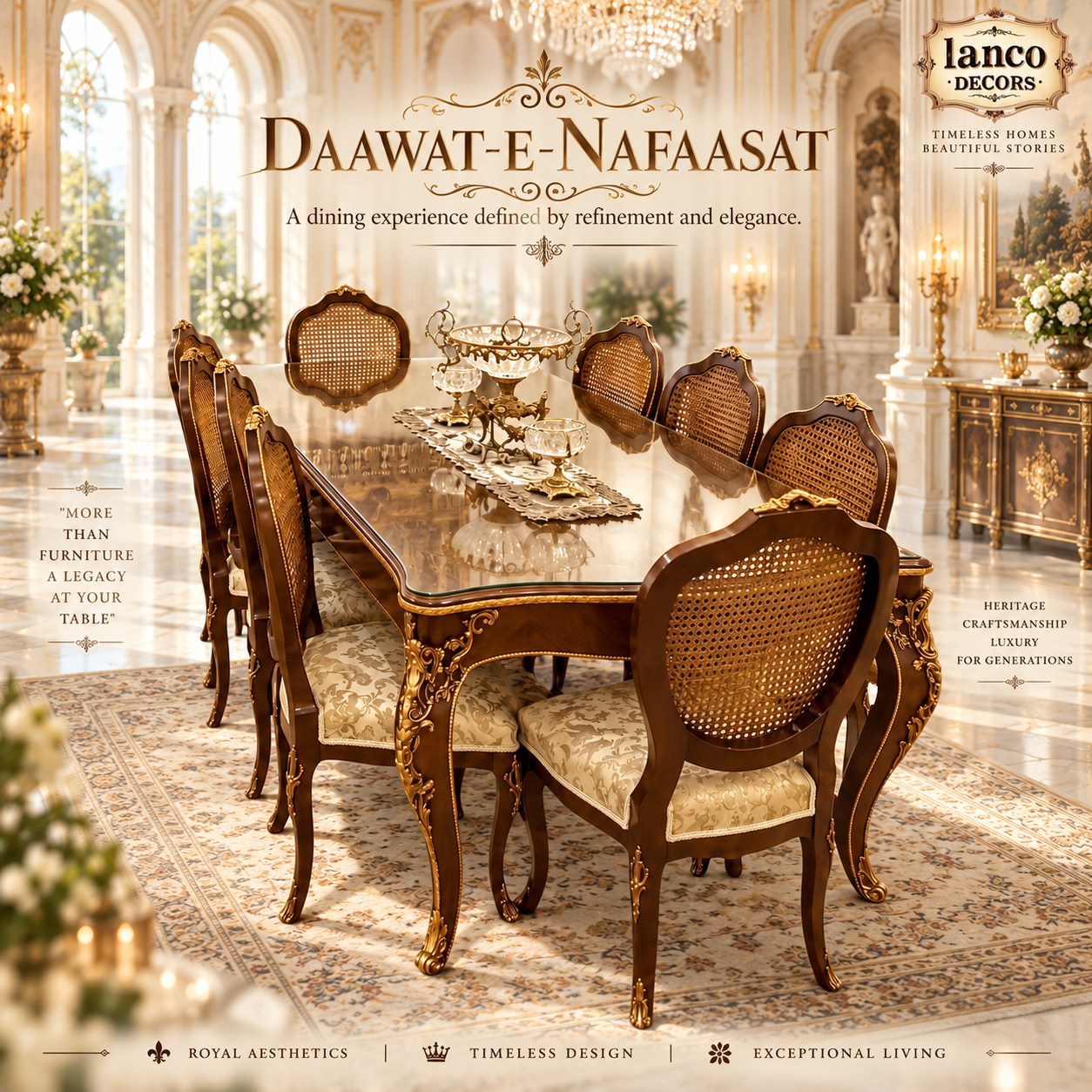 Daawat-e-Nafaasat – Royal Cane Back Dining Collection