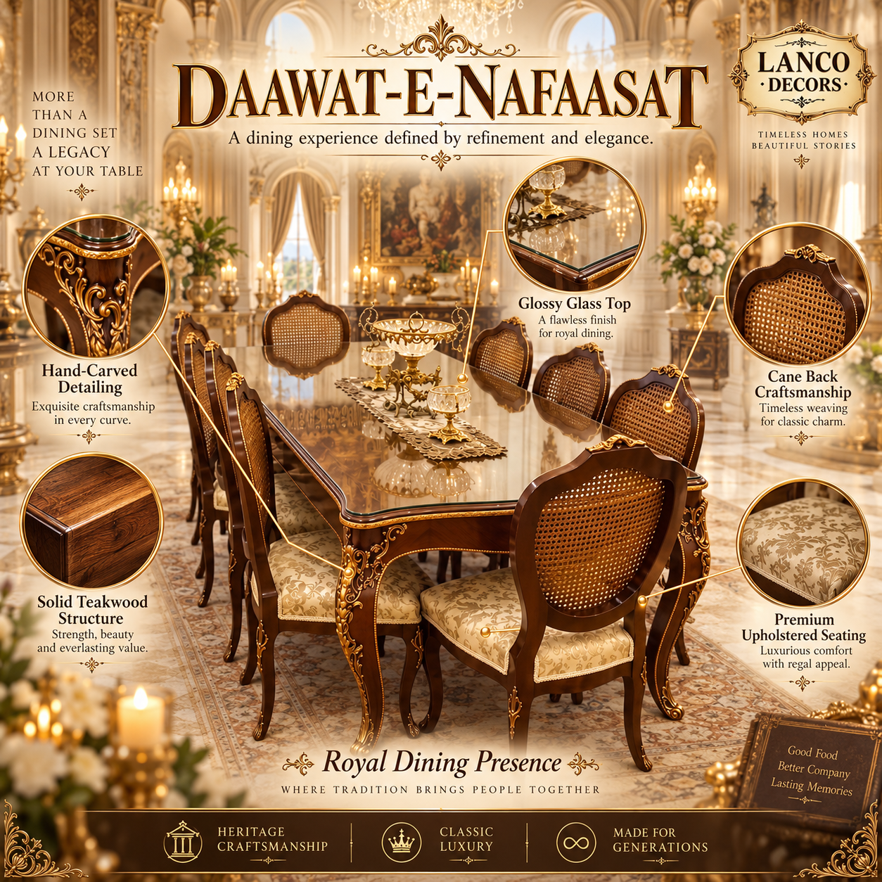 Daawat-e-Nafaasat – Royal Cane Back Dining Collection - Image 2