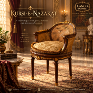 Kursi-e-Nazakat – Heritage Teakwood Cane Accent Chair