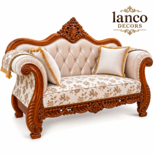 Meeras-e-Naz Hand-Carved Teakwood Luxury Sofa