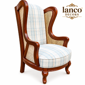 Meeras Cane Wingback Teakwood Accent Chair