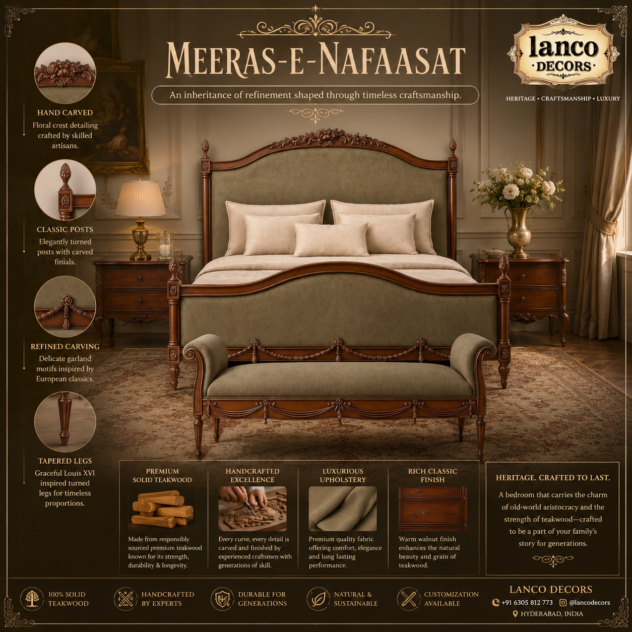 Meeras-e-Nafasat – Heritage Upholstered Bedroom Collection - Image 2