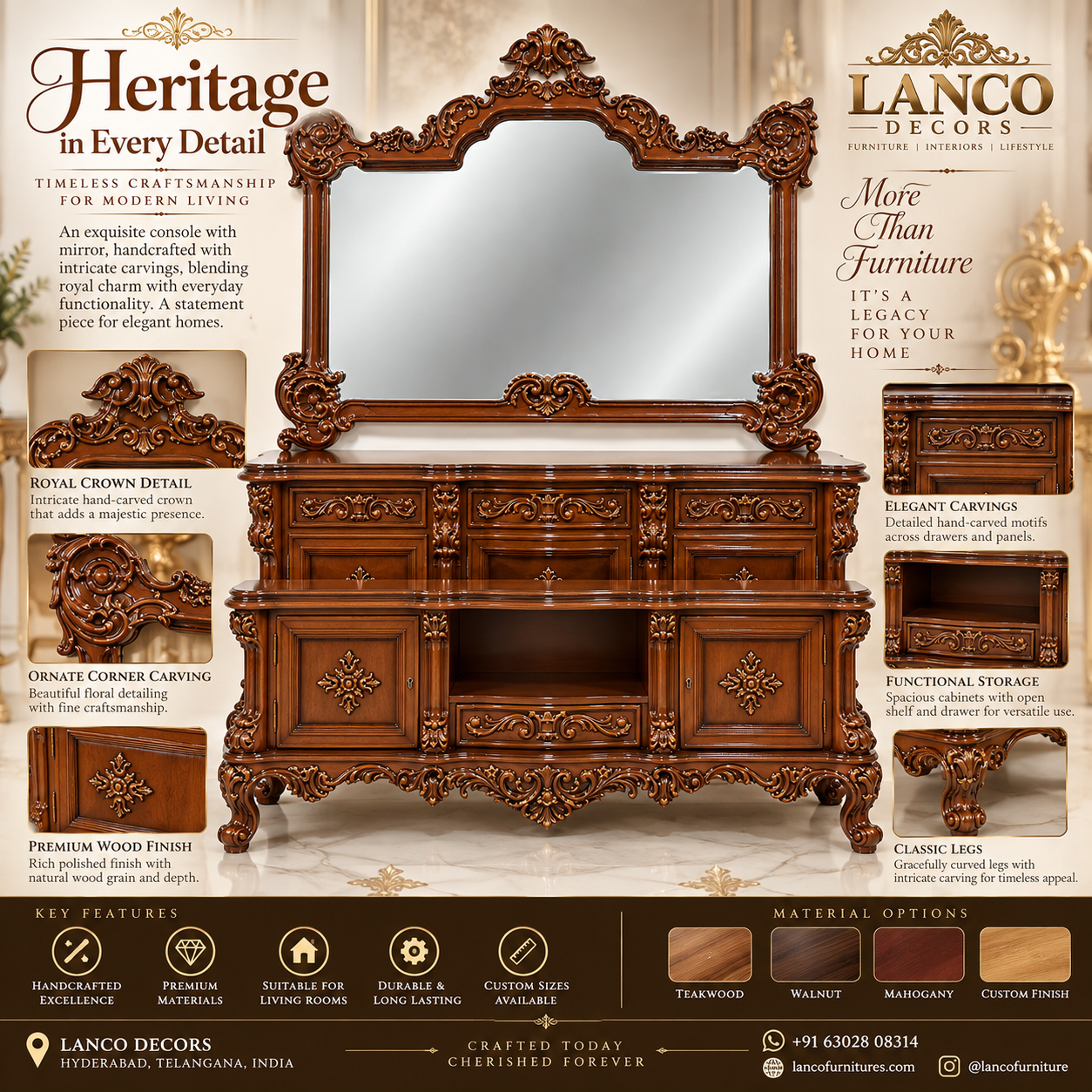 Meeras-e-Naqsh – Royal Handcrafted Console & Mirror Collection - Image 2