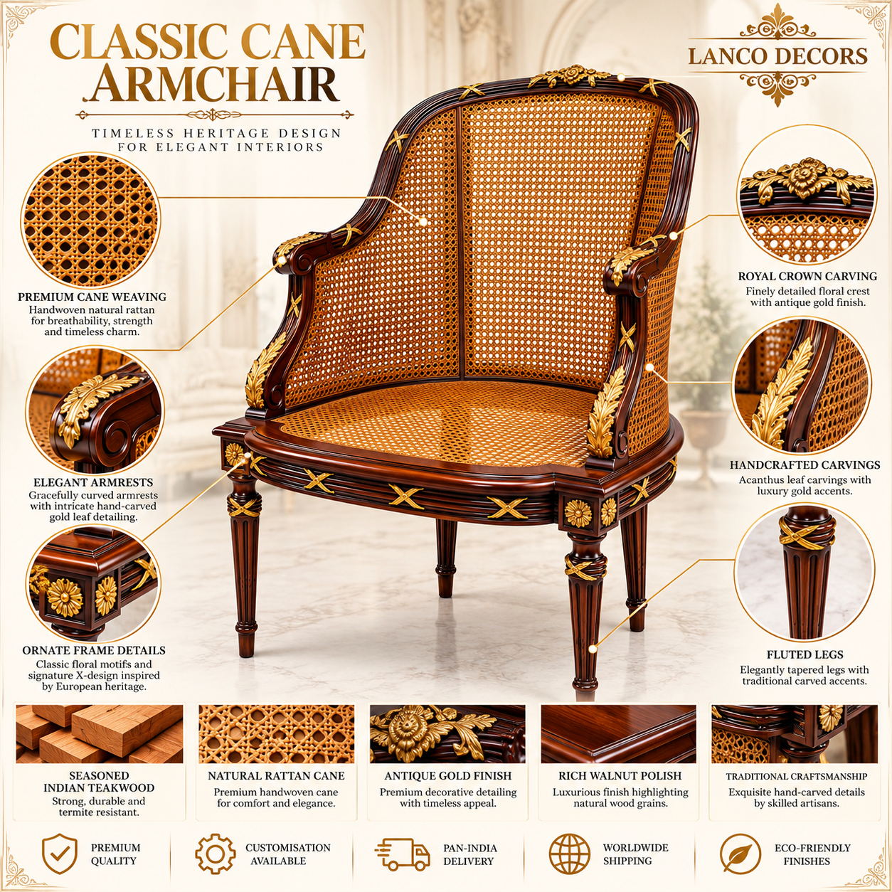 MEERAS-E-SALTANAT – The Royal Cane Heritage Chair - Image 2