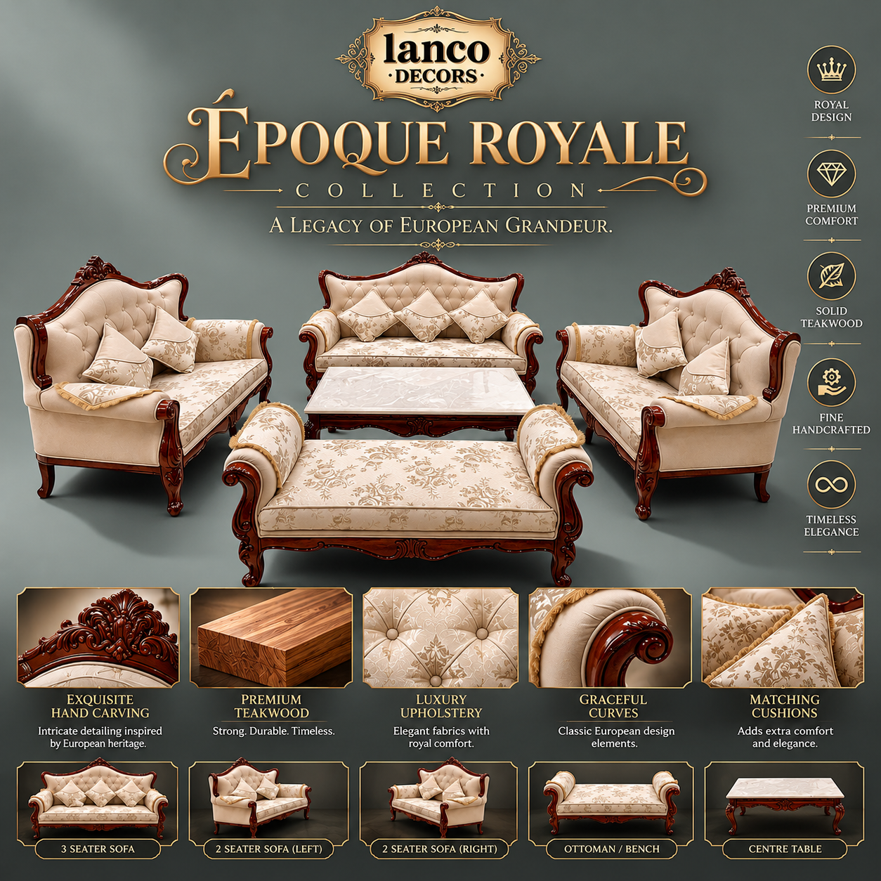 ÉPOQUE ROYALE — European Classical Living Room Collection - Image 2