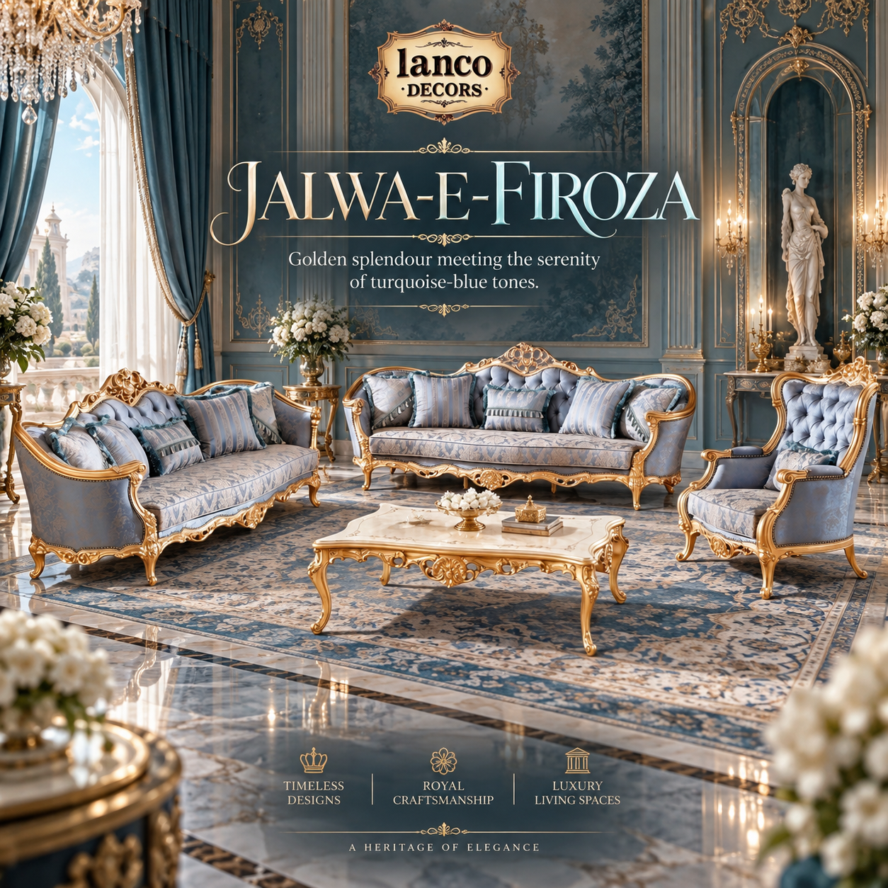 JALWA-E-FIROZA – Royal Hand-Carved Luxury Sofa Set