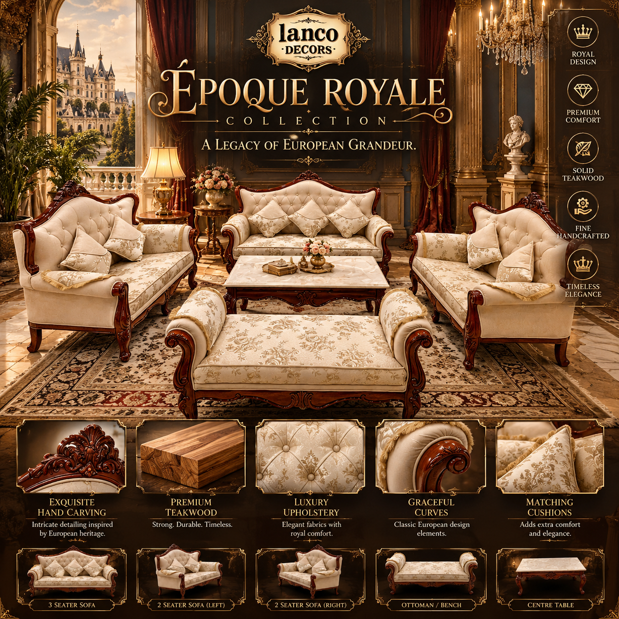 ÉPOQUE ROYALE — European Classical Living Room Collection - Image 3