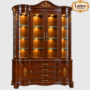 SHAAN-E-DARBAR – Royal Hand-Carved Wooden Crockery Display Cabinet