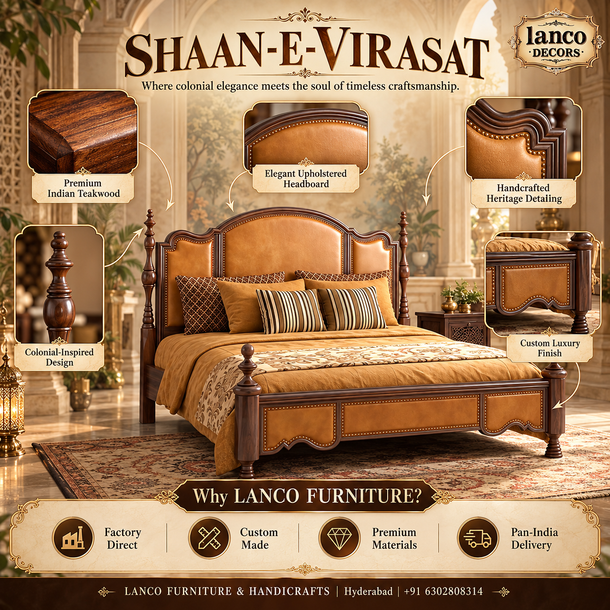 SHAAN-E-VIRASAT – Royal Colonial Heritage Luxury Bed - Image 7